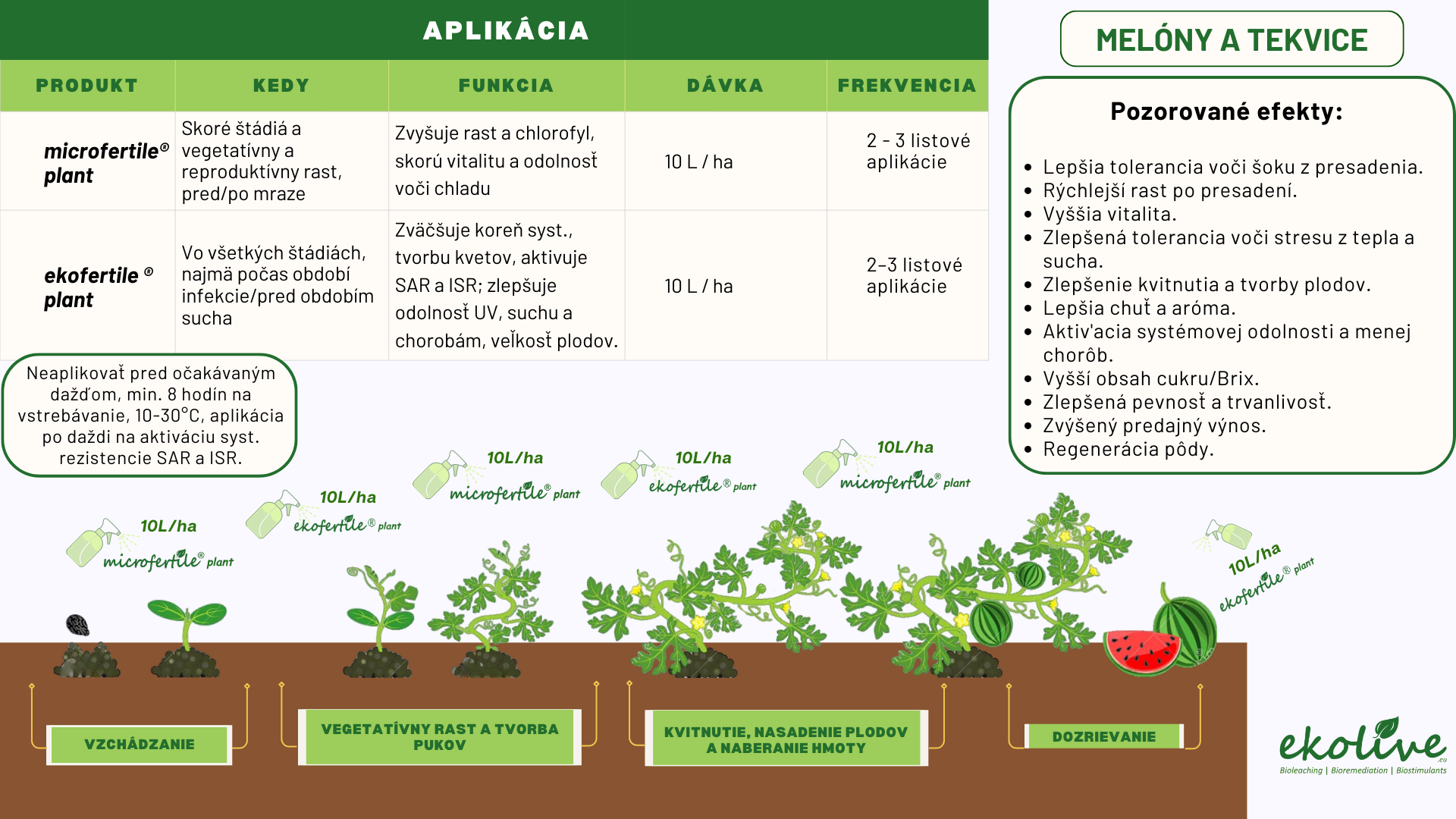 Pôdny biostimulant a prírodné hnojivo ekofertile®plant a  microfertile® plant  na melóny a tekvice